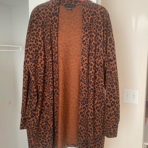 Brown Long Leopard print cardigan